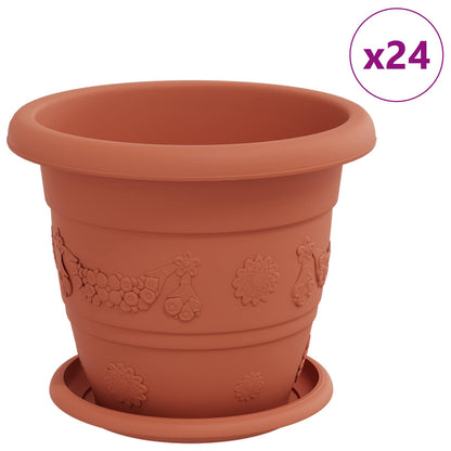 vidaXL Plant Pots 24 pcs Brick Red Ø 22 x 18 cm Plastic