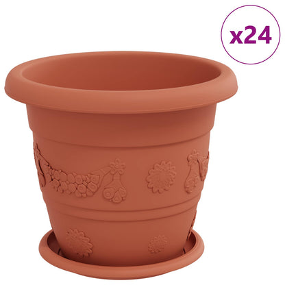 vidaXL Plant Pots 24 pcs Brick Red Ø 26 x 21.5 cm Plastic