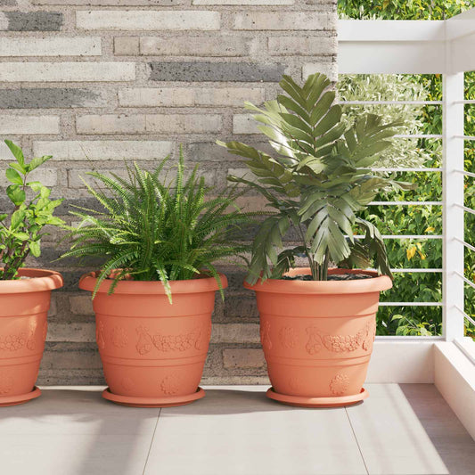 vidaXL Plant Pots 24 pcs Brick Red Ø 34 x 28 cm Plastic