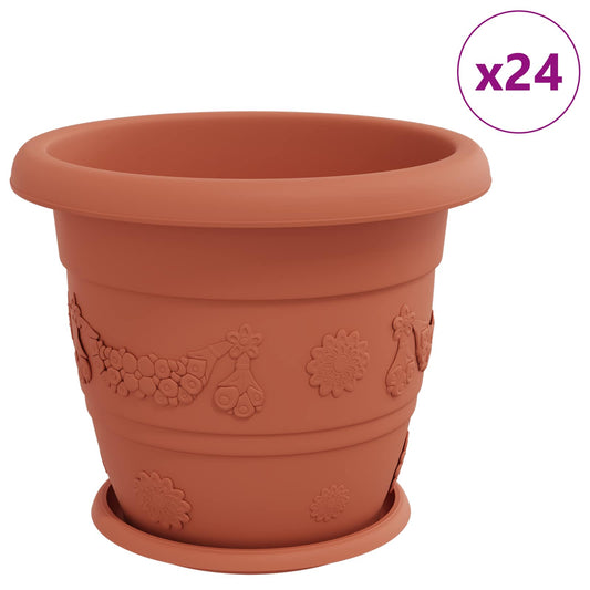 vidaXL Plant Pots 24 pcs Brick Red Ø 34 x 28 cm Plastic