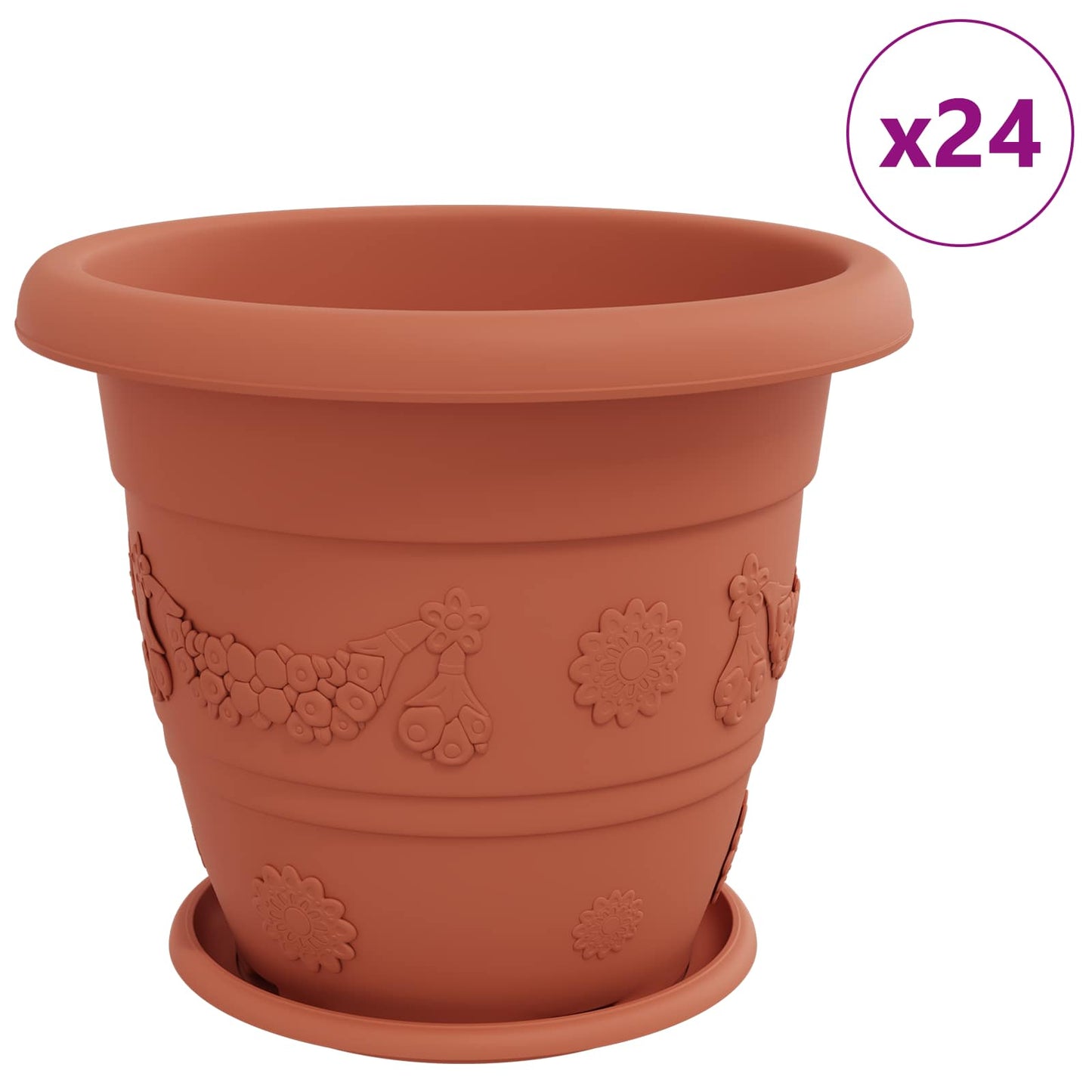 vidaXL Plant Pots 24 pcs Brick Red Ø 39 x 32 cm Plastic