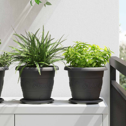 vidaXL Plant Pots 24 pcs Black Ø 22 x 18 cm Plastic