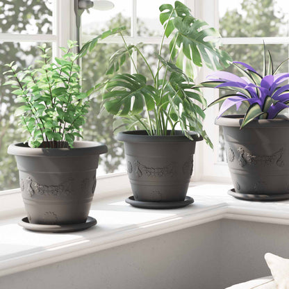 vidaXL Plant Pots 24 pcs Black Ø 22 x 18 cm Plastic