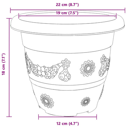 vidaXL Plant Pots 24 pcs Black Ø 22 x 18 cm Plastic