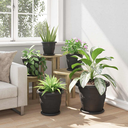 vidaXL Plant Pots 24 pcs Black Ø 30 x 25 cm Plastic