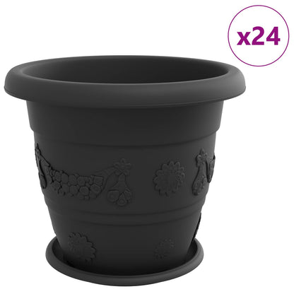vidaXL Plant Pots 24 pcs Black Ø 39 x 32 cm Plastic