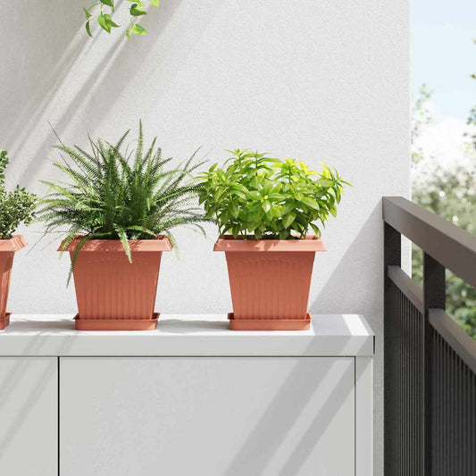 vidaXL Plant Pots 6 pcs Brick Red 20 x 20 x 16 cm Plastic