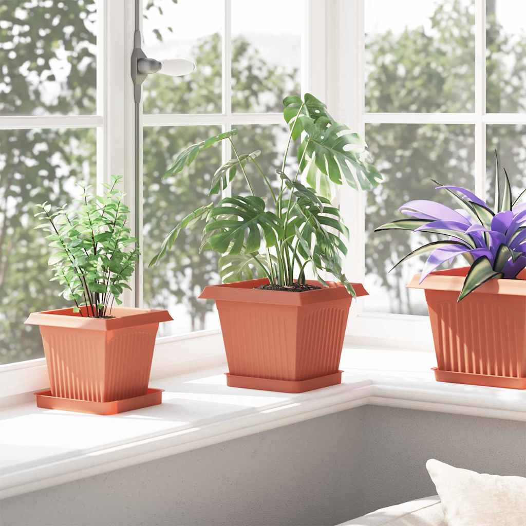 vidaXL Plant Pots 6 pcs Brick Red 20 x 20 x 16 cm Plastic