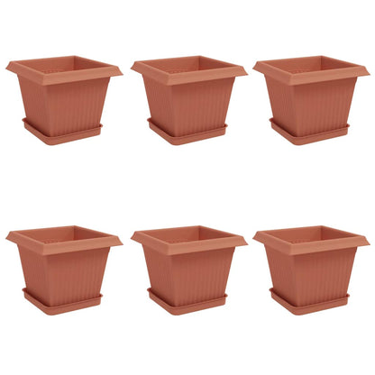 vidaXL Plant Pots 6 pcs Brick Red 20 x 20 x 16 cm Plastic