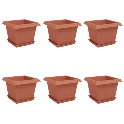 vidaXL Plant Pots 6 pcs Brick Red 23 x 23 x 17.5 cm Plastic