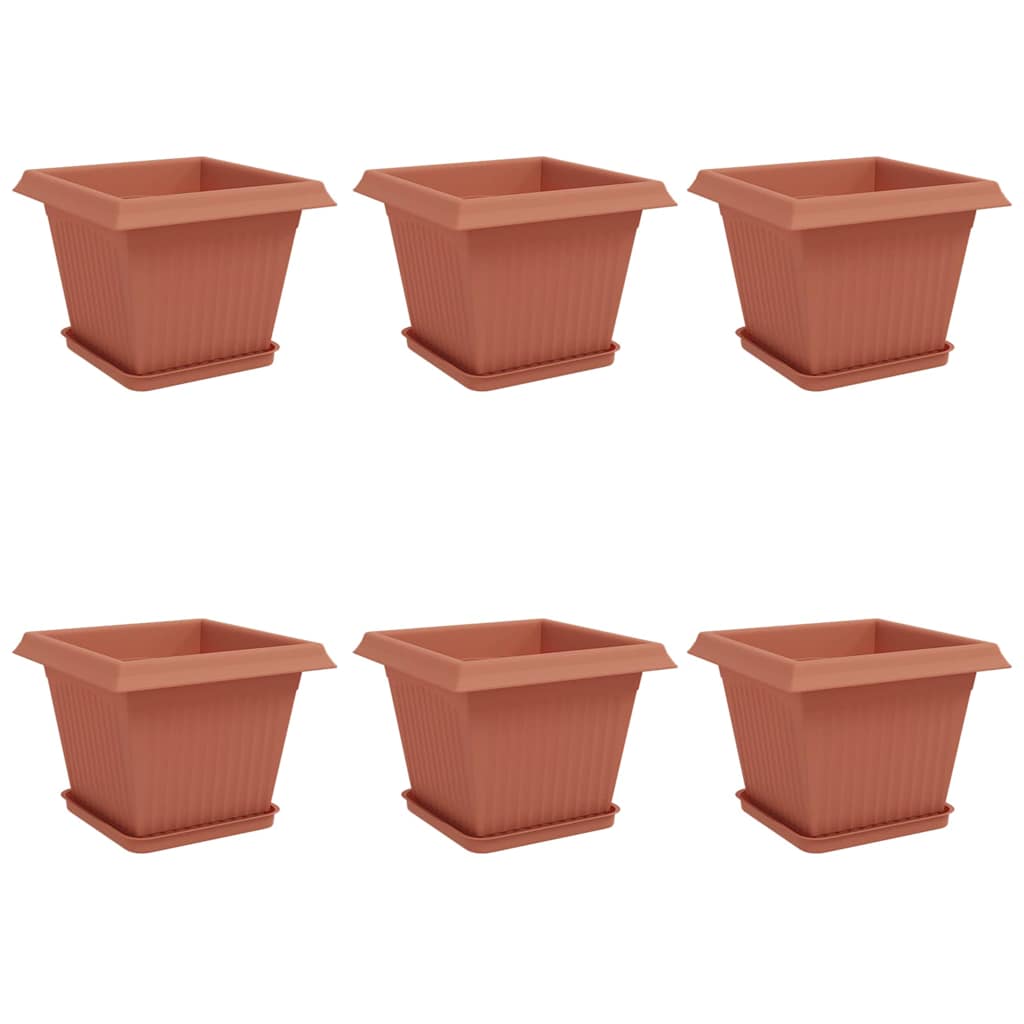 vidaXL Plant Pots 6 pcs Brick Red 28.5 x 28.5 x 22 cm Plastic