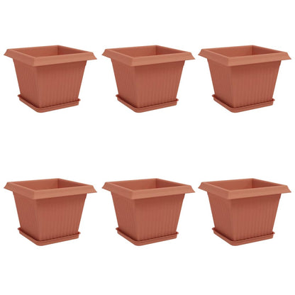 vidaXL Plant Pots 6 pcs Brick Red 28.5 x 28.5 x 22 cm Plastic