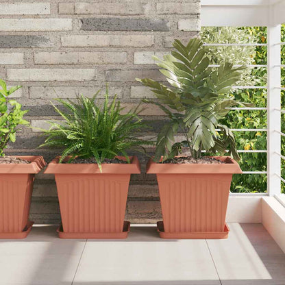 vidaXL Plant Pots 6 pcs Brick Red 33 x 33 x 26 cm Plastic