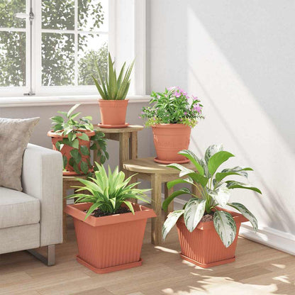vidaXL Plant Pots 6 pcs Brick Red 33 x 33 x 26 cm Plastic