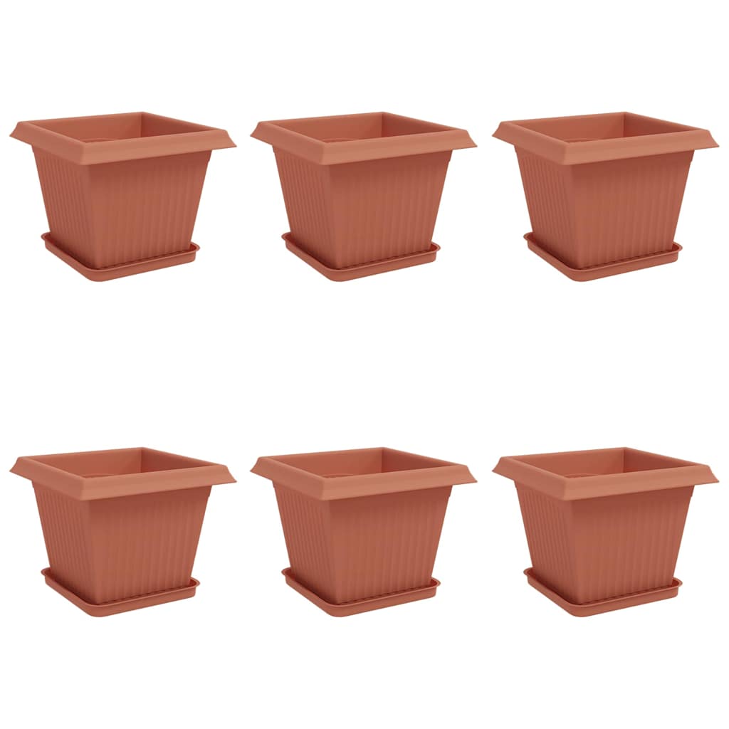 vidaXL Plant Pots 6 pcs Brick Red 33 x 33 x 26 cm Plastic