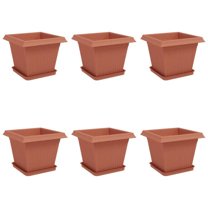 vidaXL Plant Pots 6 pcs Brick Red 33 x 33 x 26 cm Plastic