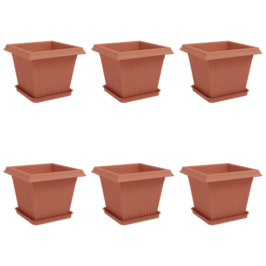 vidaXL Plant Pots 6 pcs Brick Red 33 x 33 x 26 cm Plastic