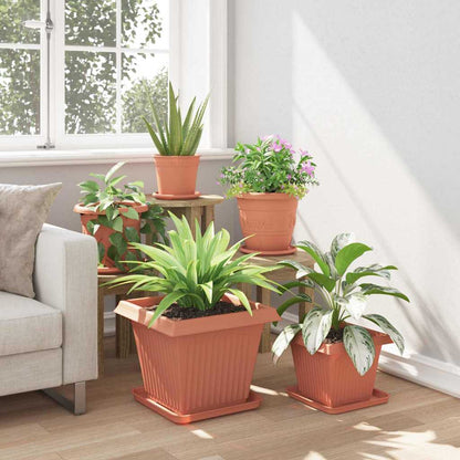 vidaXL Plant Pots 6 pcs Brick Red 38 x 38 x 30 cm Plastic