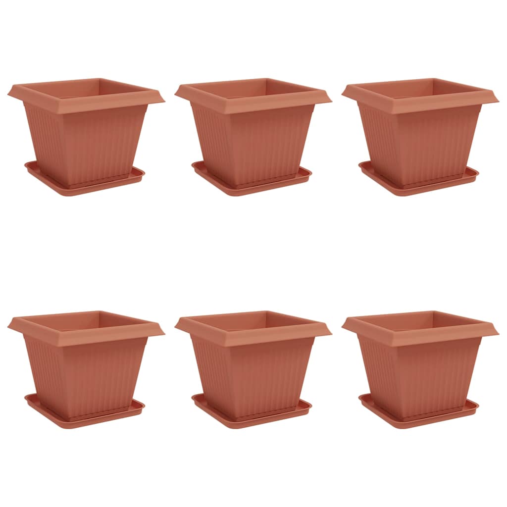vidaXL Plant Pots 6 pcs Brick Red 38 x 38 x 30 cm Plastic