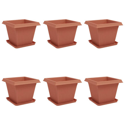 vidaXL Plant Pots 6 pcs Brick Red 38 x 38 x 30 cm Plastic