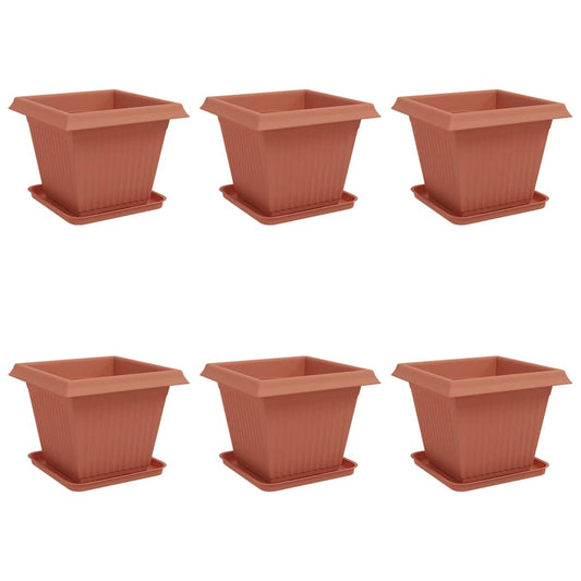 vidaXL Plant Pots 6 pcs Brick Red 38 x 38 x 30 cm Plastic