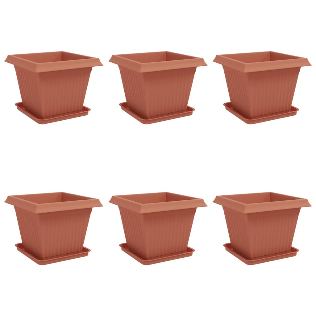 vidaXL Plant Pots 6 pcs Brick Red 43 x 43 x 33.5 cm Plastic