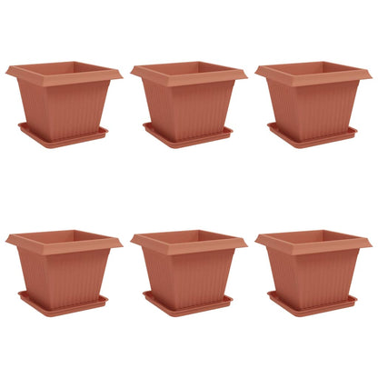vidaXL Plant Pots 6 pcs Brick Red 43 x 43 x 33.5 cm Plastic