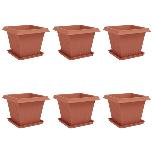 vidaXL Plant Pots 6 pcs Brick Red 43 x 43 x 33.5 cm Plastic