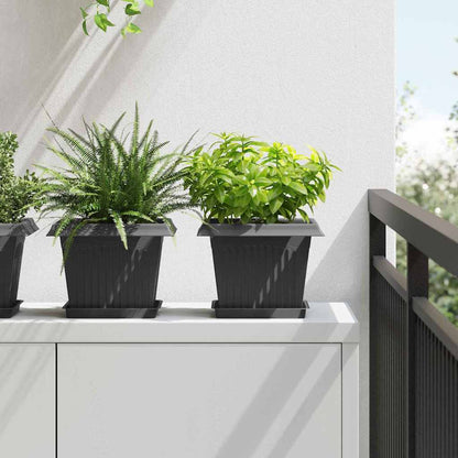 vidaXL Plant Pots 6 pcs Black 23 x 23 x 17.5 cm Plastic