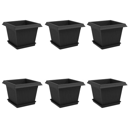 vidaXL Plant Pots 6 pcs Black 23 x 23 x 17.5 cm Plastic