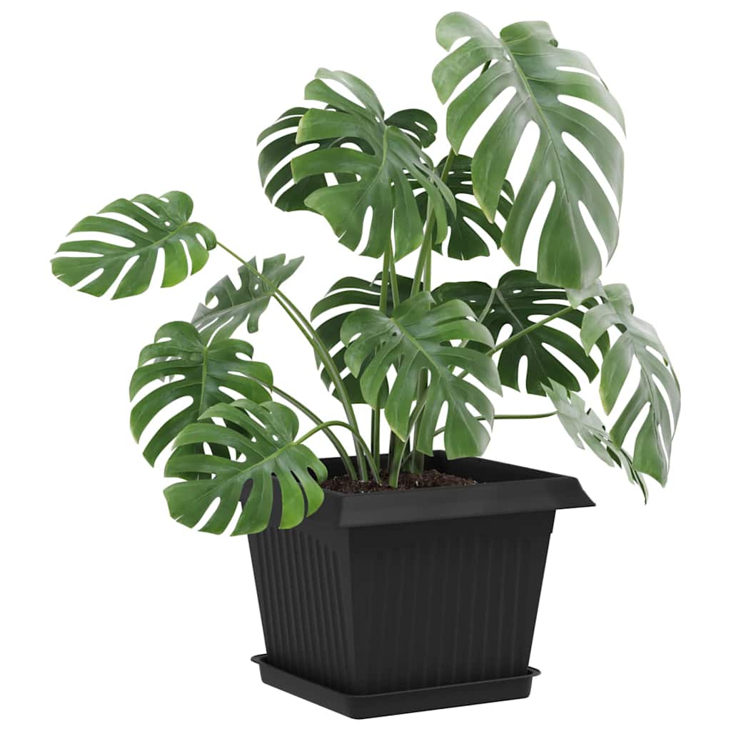 vidaXL Plant Pots 6 pcs Black 23 x 23 x 17.5 cm Plastic