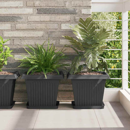 vidaXL Plant Pots 6 pcs Black 33 x 33 x 26 cm Plastic