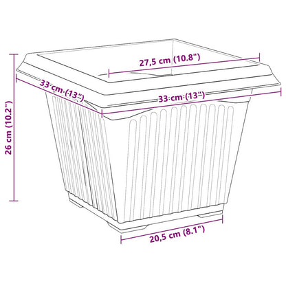 vidaXL Plant Pots 6 pcs Black 33 x 33 x 26 cm Plastic