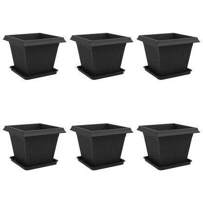 vidaXL Plant Pots 6 pcs Black 43 x 43 x 33.5 cm Plastic