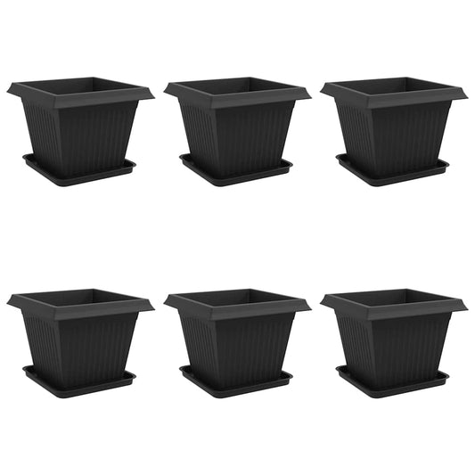 vidaXL Plant Pots 6 pcs Black 43 x 43 x 33.5 cm Plastic
