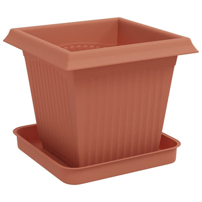 vidaXL Plant Pots 24 pcs Brick Red 16 x 16 x 14 cm Plastic