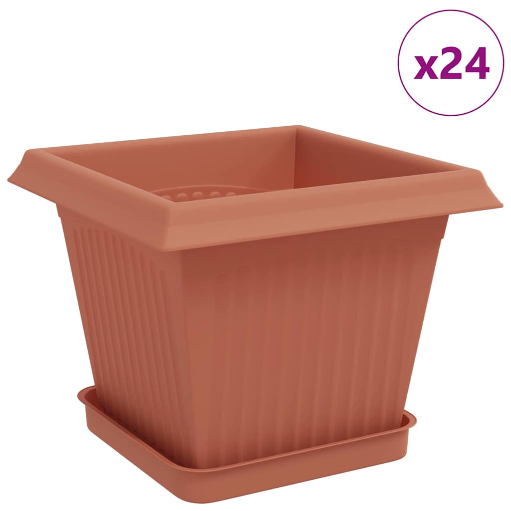 vidaXL Plant Pots 24 pcs Brick Red 20 x 20 x 16 cm Plastic
