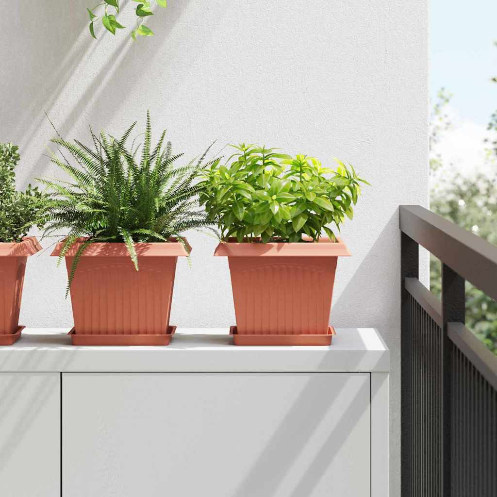 vidaXL Plant Pots 24 pcs Brick Red 23 x 23 x 17.5 cm Plastic