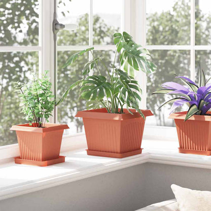 vidaXL Plant Pots 24 pcs Brick Red 23 x 23 x 17.5 cm Plastic