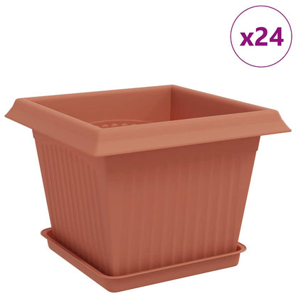 vidaXL Plant Pots 24 pcs Brick Red 23 x 23 x 17.5 cm Plastic