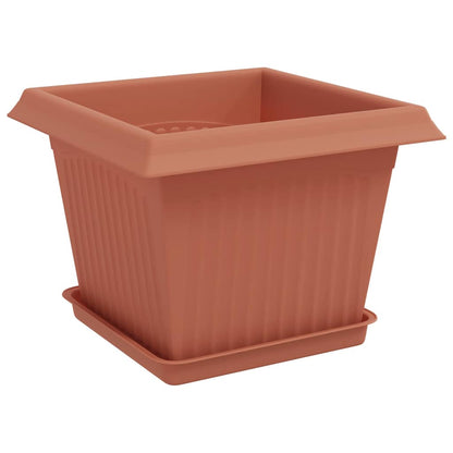 vidaXL Plant Pots 24 pcs Brick Red 23 x 23 x 17.5 cm Plastic