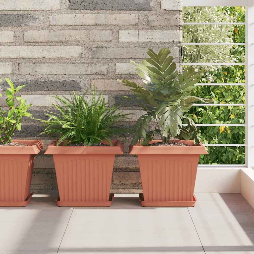 vidaXL Plant Pots 24 pcs Brick Red 28.5 x 28.5 x 22 cm Plastic