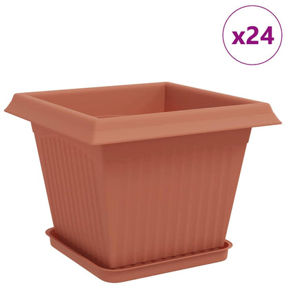 vidaXL Plant Pots 24 pcs Brick Red 28.5 x 28.5 x 22 cm Plastic
