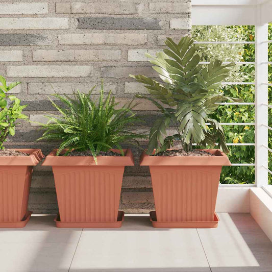 vidaXL Plant Pots 24 pcs Brick Red 33 x 33 x 26 cm Plastic