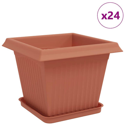 vidaXL Plant Pots 24 pcs Brick Red 33 x 33 x 26 cm Plastic