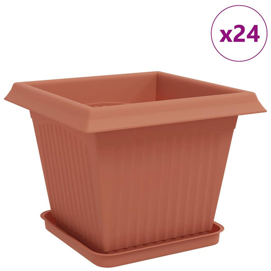 vidaXL Plant Pots 24 pcs Brick Red 33 x 33 x 26 cm Plastic