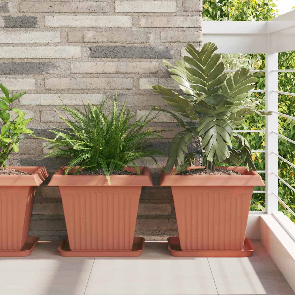 vidaXL Plant Pots 24 pcs Brick Red 38 x 38 x 30 cm Plastic