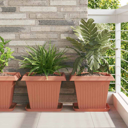 vidaXL Plant Pots 24 pcs Brick Red 38 x 38 x 30 cm Plastic