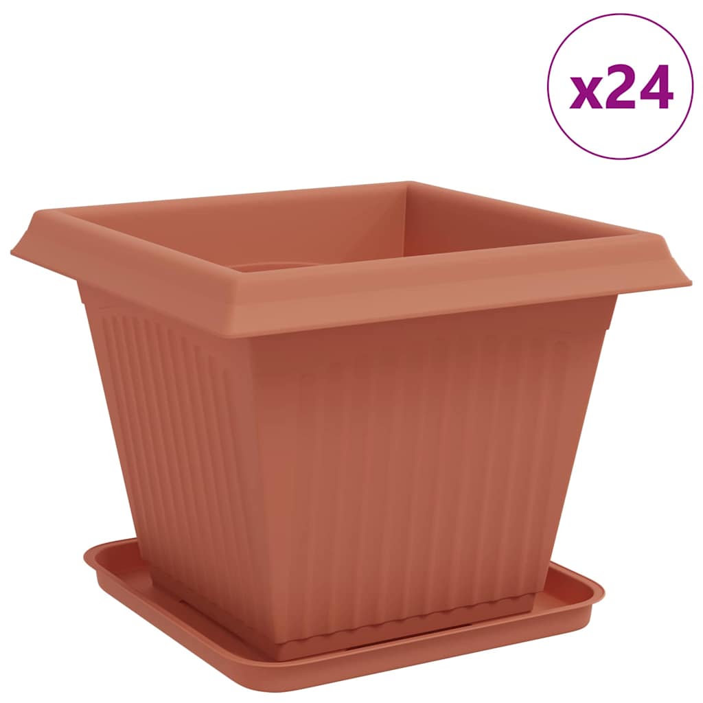 vidaXL Plant Pots 24 pcs Brick Red 38 x 38 x 30 cm Plastic