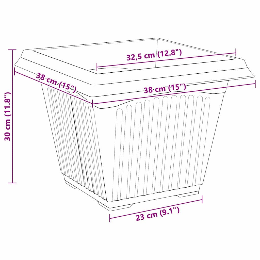 vidaXL Plant Pots 24 pcs Brick Red 38 x 38 x 30 cm Plastic